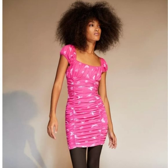 Brenan Printed Ruched Mini Dress - Picture 1 of 4